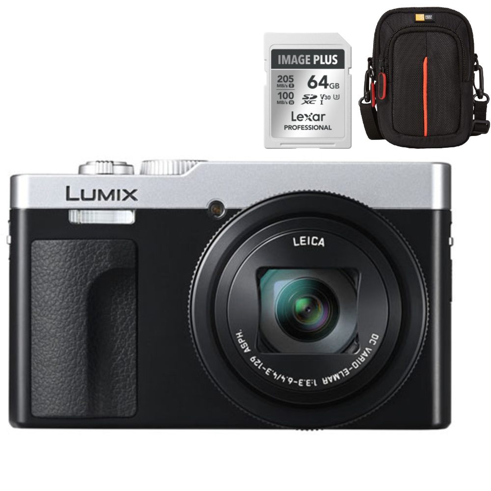 Panasonic Lumix DC-TZ99 Silver/Black + Lexar 64GB SDXC + Case Logic DCB-313